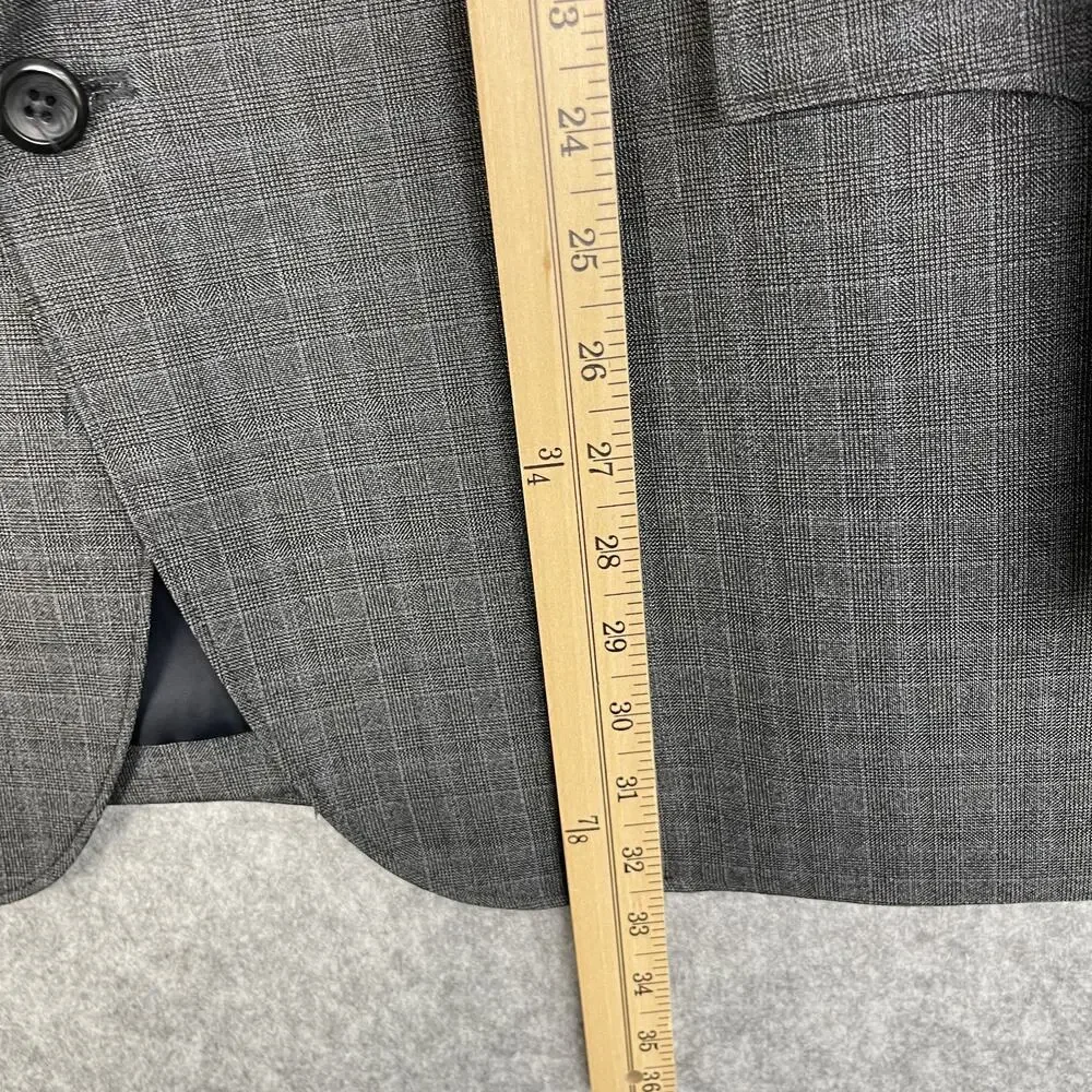 Circle‎ S Blazer Sport Coat Mens 46R Gray Glen Check 2 Button Western Cowboy